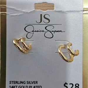 Jessica Simpson Gold Plated Sterling Silver Hoop Earrings